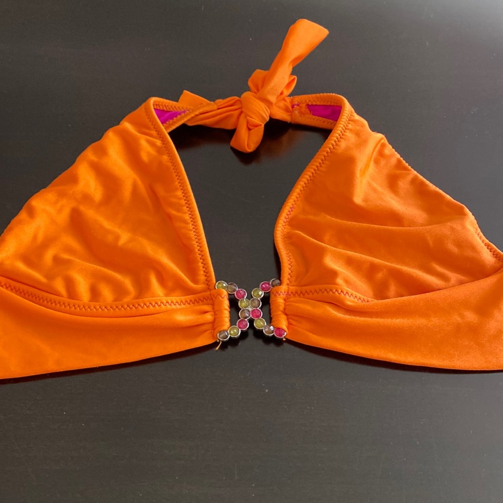 Bright orange jeweled Bikini Top